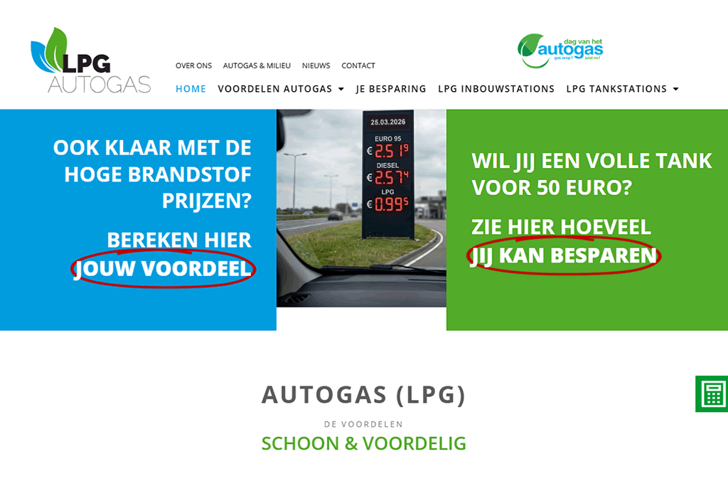 Portfolio item: de WordPress website in onderhoud van Platform Autogas
